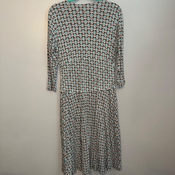 Boden Jersey Knit Faux Wrap Fit and Flare Swing Olive Dress Size 16L 16 Long - Picture 6 of 7